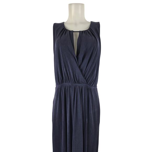 Moulinette Soeurs Dusty Blue Pulled Waist Front Slip Women's Maxi Dress XL - Picture 2 of 7